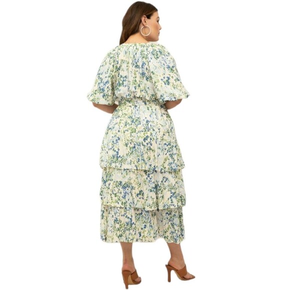 ELOQUII Elements Floral Tiered Midi Dress With Tie womens size 16 - Picture 3 of 8